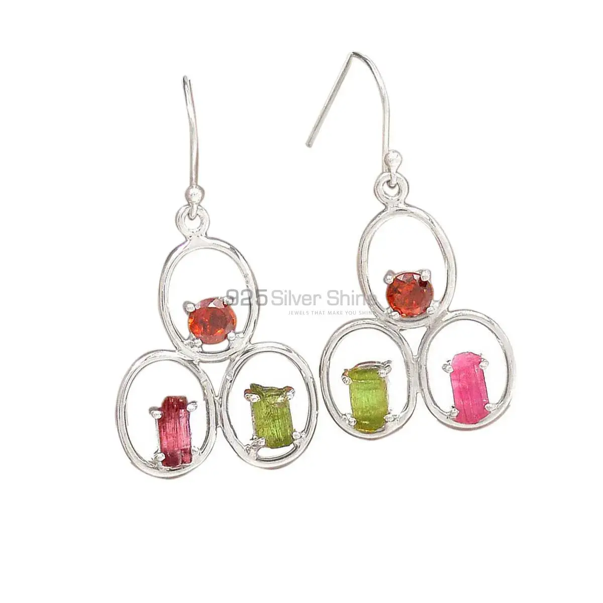Best Design 925 Sterling Silver Earrings Wholesaler In Tourmaline Gemstone Jewelry 925SE2631