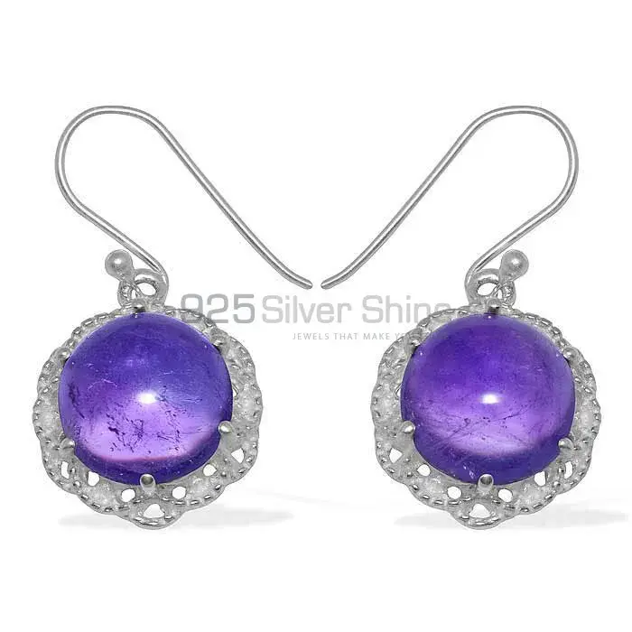 925 Sterling Silver Handmade Earrings In Amethyst Gemstone Jewelry 925SE847_0