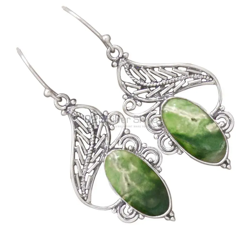 Best Design 925 Sterling Silver Handmade Earrings Exporters In Chrysoprase Gemstone Jewelry 925SE2959_1