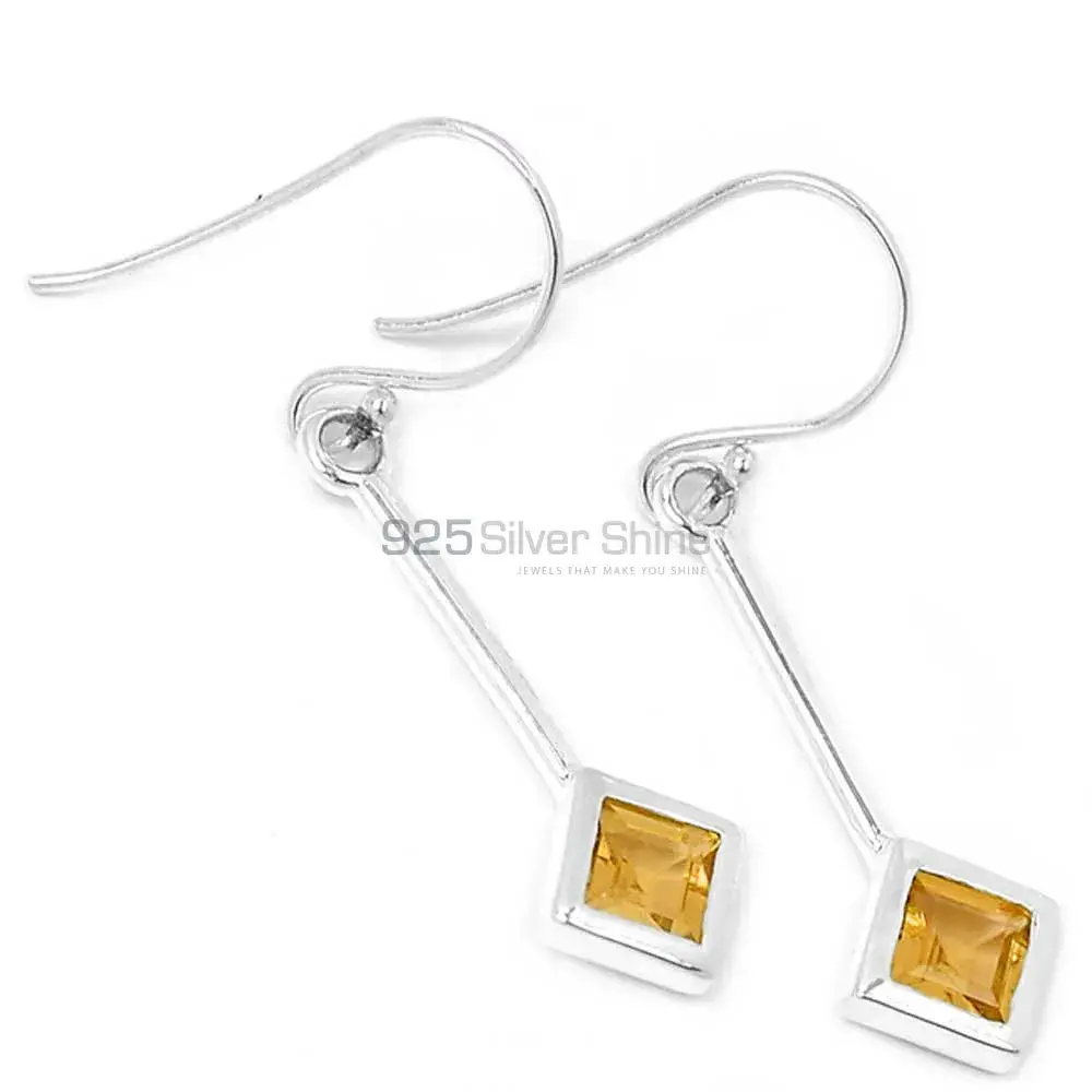 925 Sterling Silver Handmade Earrings In Citrine Gemstone Jewelry 925SE452_0