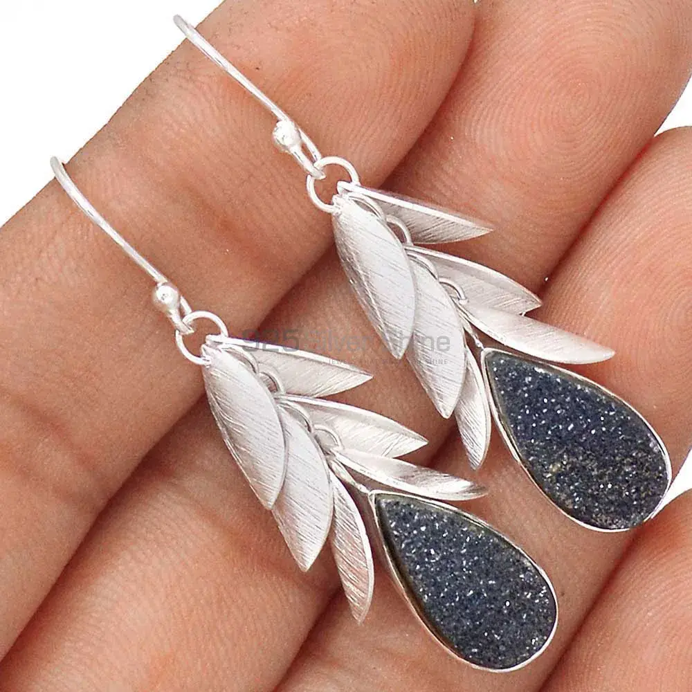 925 Sterling Silver Handmade Earrings In Druzy Gemstone Jewelry 925SE3038_1