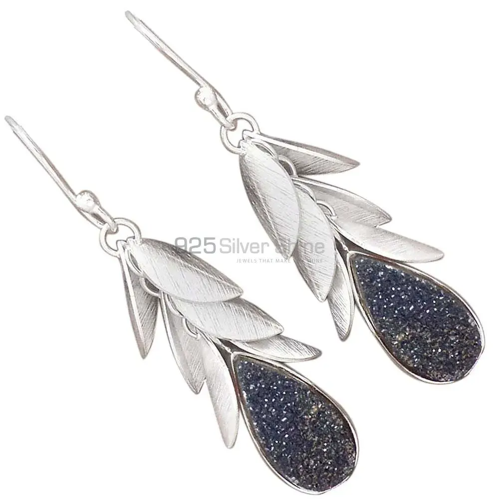 925 Sterling Silver Handmade Earrings In Druzy Gemstone Jewelry 925SE3038_2