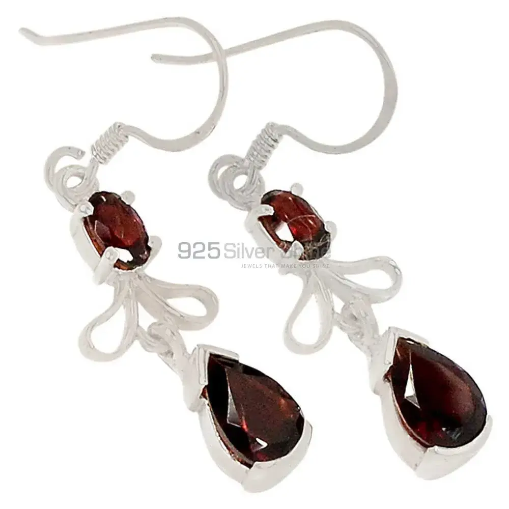 925 Sterling Silver Handmade Earrings In Garnet Gemstone Jewelry 925SE373_0
