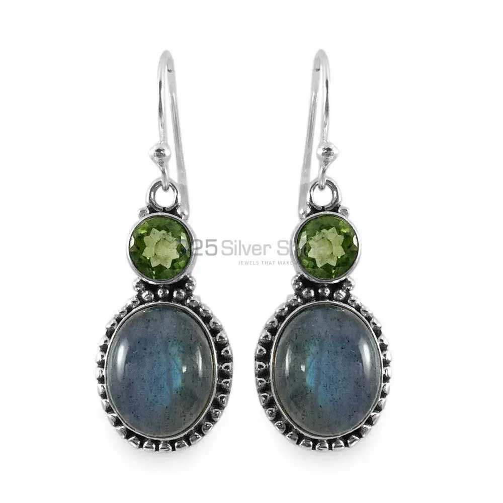 925 Sterling Silver Handmade Earrings In Multi Gemstone Jewelry 925SE1312_0