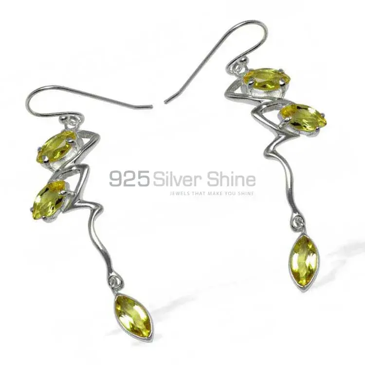 925 Sterling Silver Handmade Earrings In Peridot Gemstone Jewelry 925SE926_0