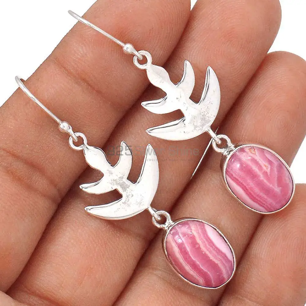 925 Sterling Silver Handmade Earrings In Rhodochrosite Gemstone Jewelry 925SE2167_1