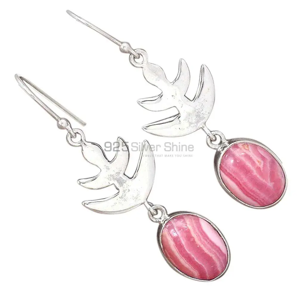 Best Design 925 Sterling Silver Handmade Earrings Exporters In Rhodochrosite Gemstone Jewelry 925SE2167_1