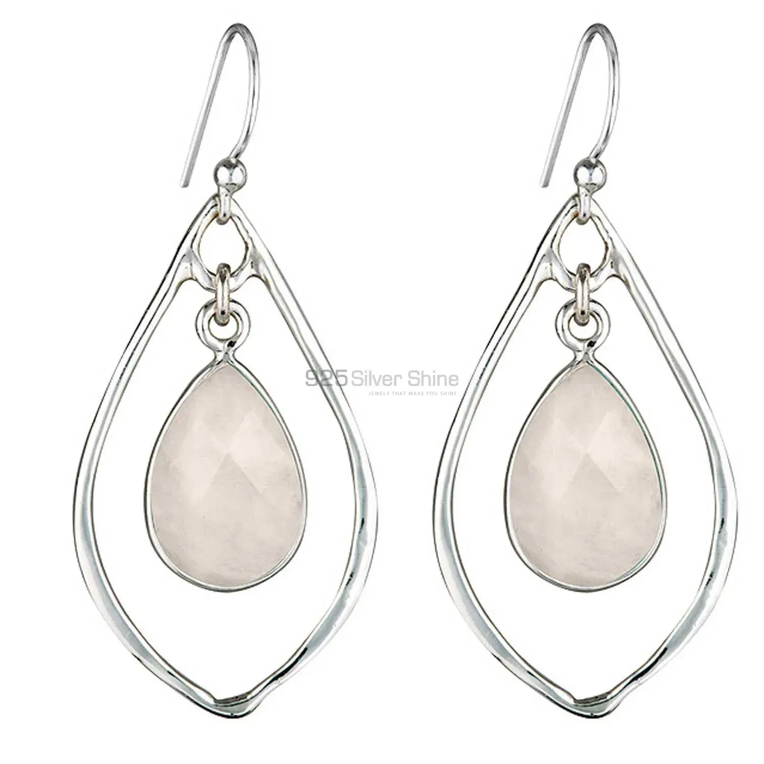 925 Sterling Silver Handmade Earrings In Rose Quartz Gemstone Jewelry 925SE1829_0