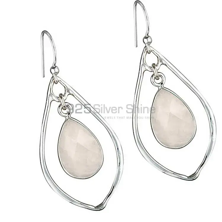 925 Sterling Silver Handmade Earrings In Rose Quartz Gemstone Jewelry 925SE1829_1