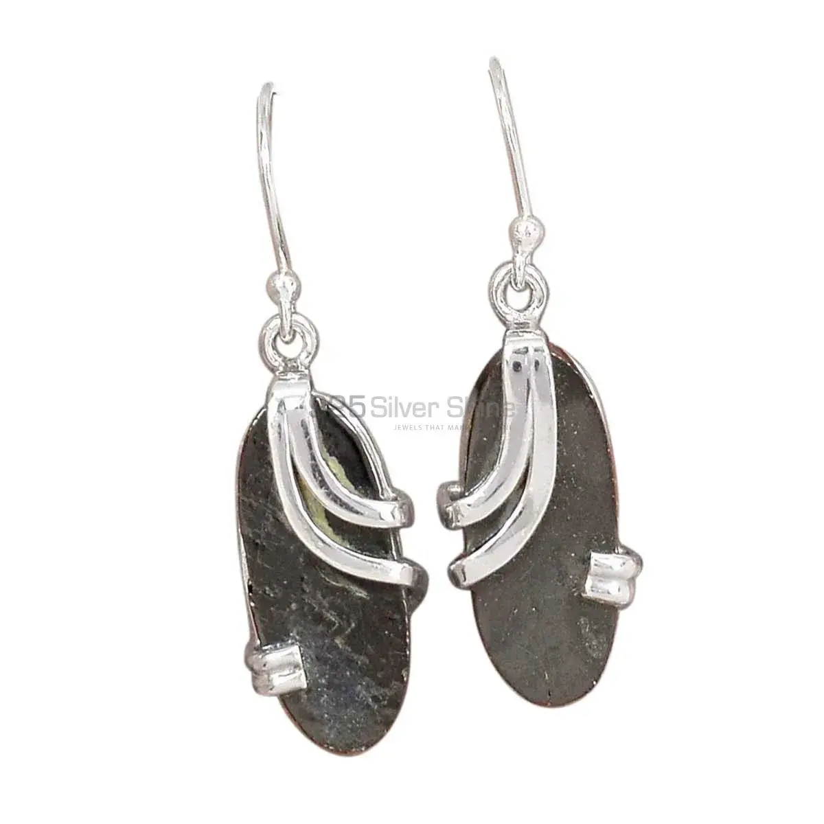 925 Sterling Silver Handmade Earrings In Shungite Gemstone Jewelry 925SE2088