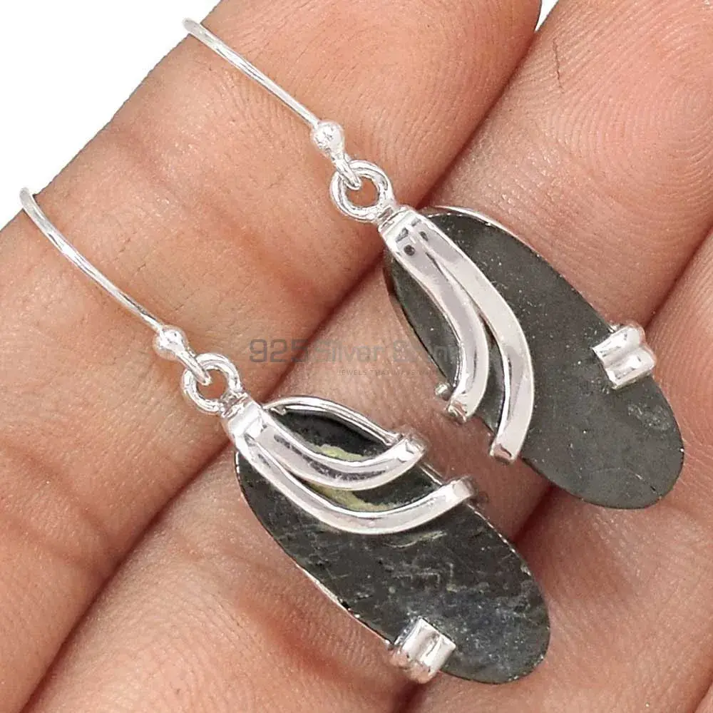 925 Sterling Silver Handmade Earrings In Shungite Gemstone Jewelry 925SE2088_0