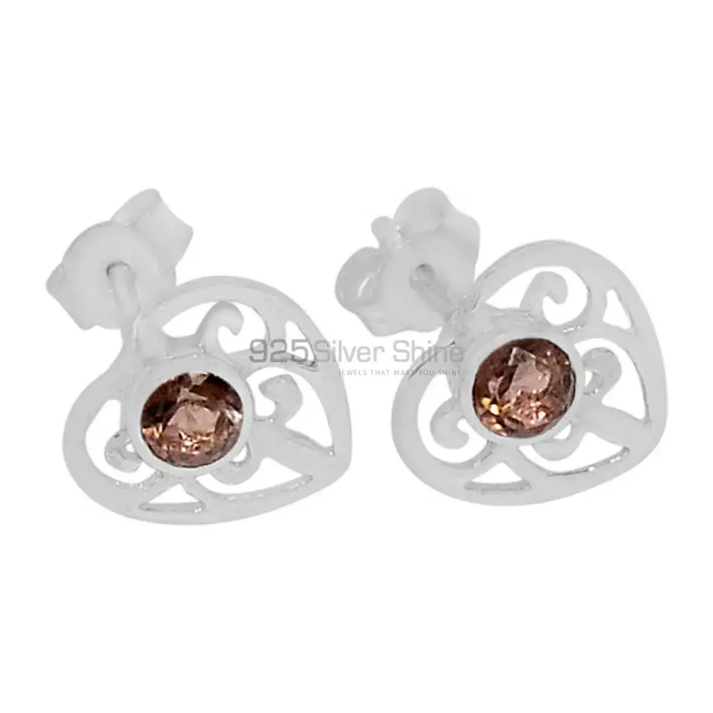 Best Design 925 Sterling Silver Handmade Earrings Exporters In Smoky Quartz Gemstone Jewelry 925SE531