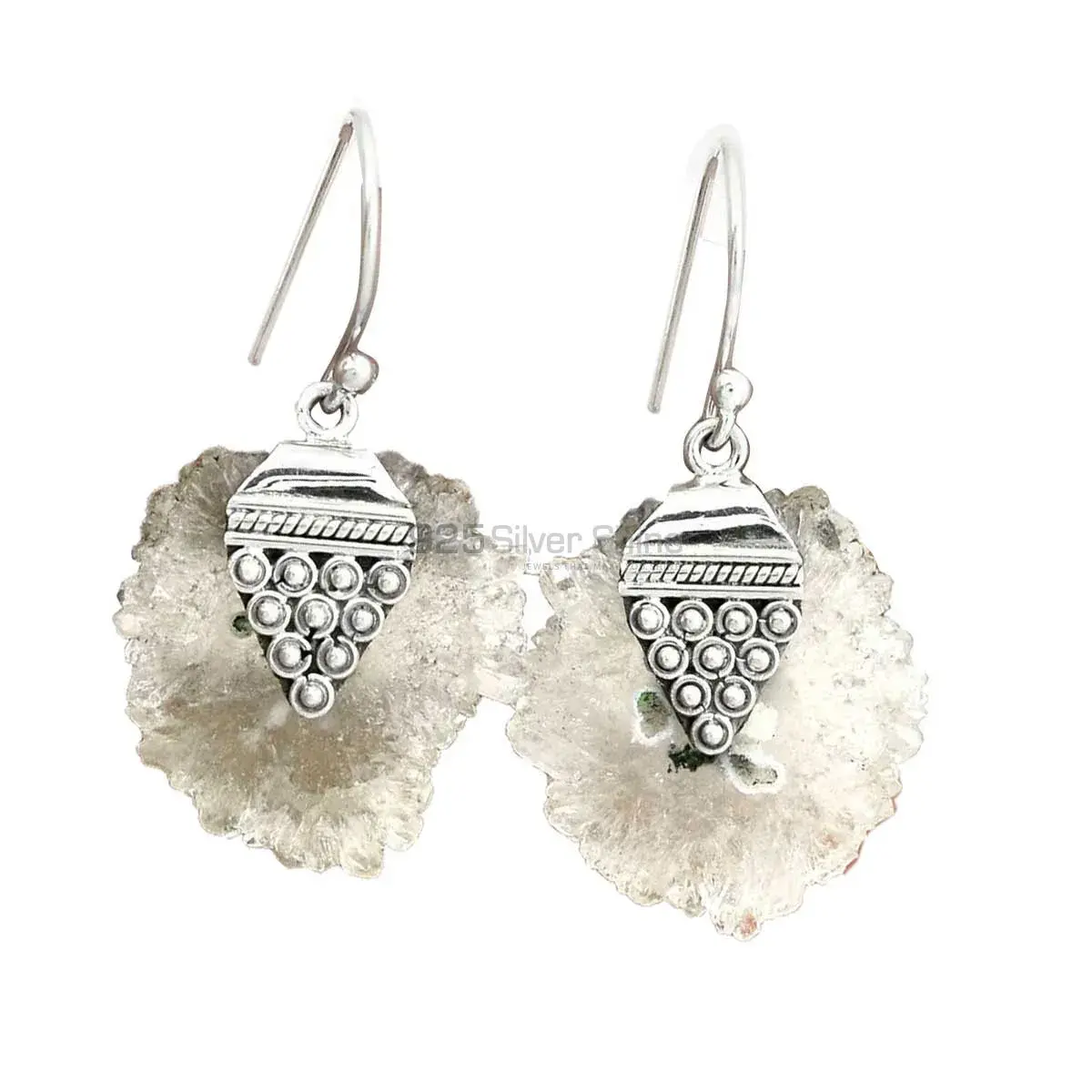 925 Sterling Silver Handmade Earrings In Sugar Druzy Gemstone Jewelry 925SE2483