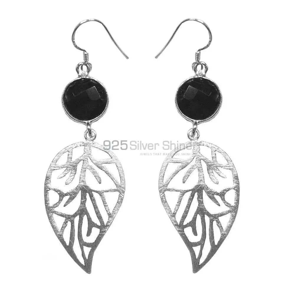 925 Sterling Silver Handmade Earrings In Black Onyx Gemstone Jewelry 925SE1376_0