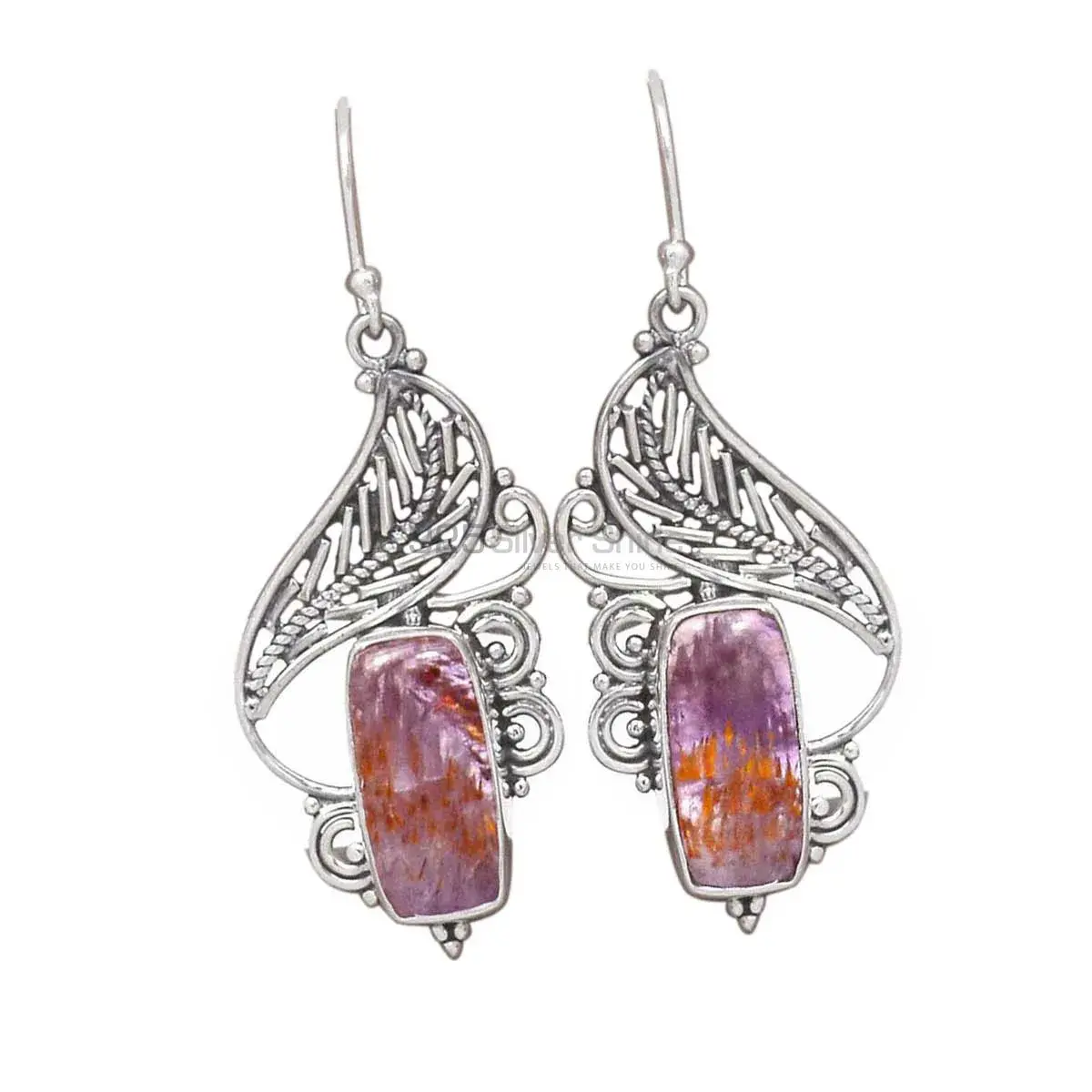 925 Sterling Silver Handmade Earrings In Cacoxenite Gemstone Jewelry 925SE2944_0