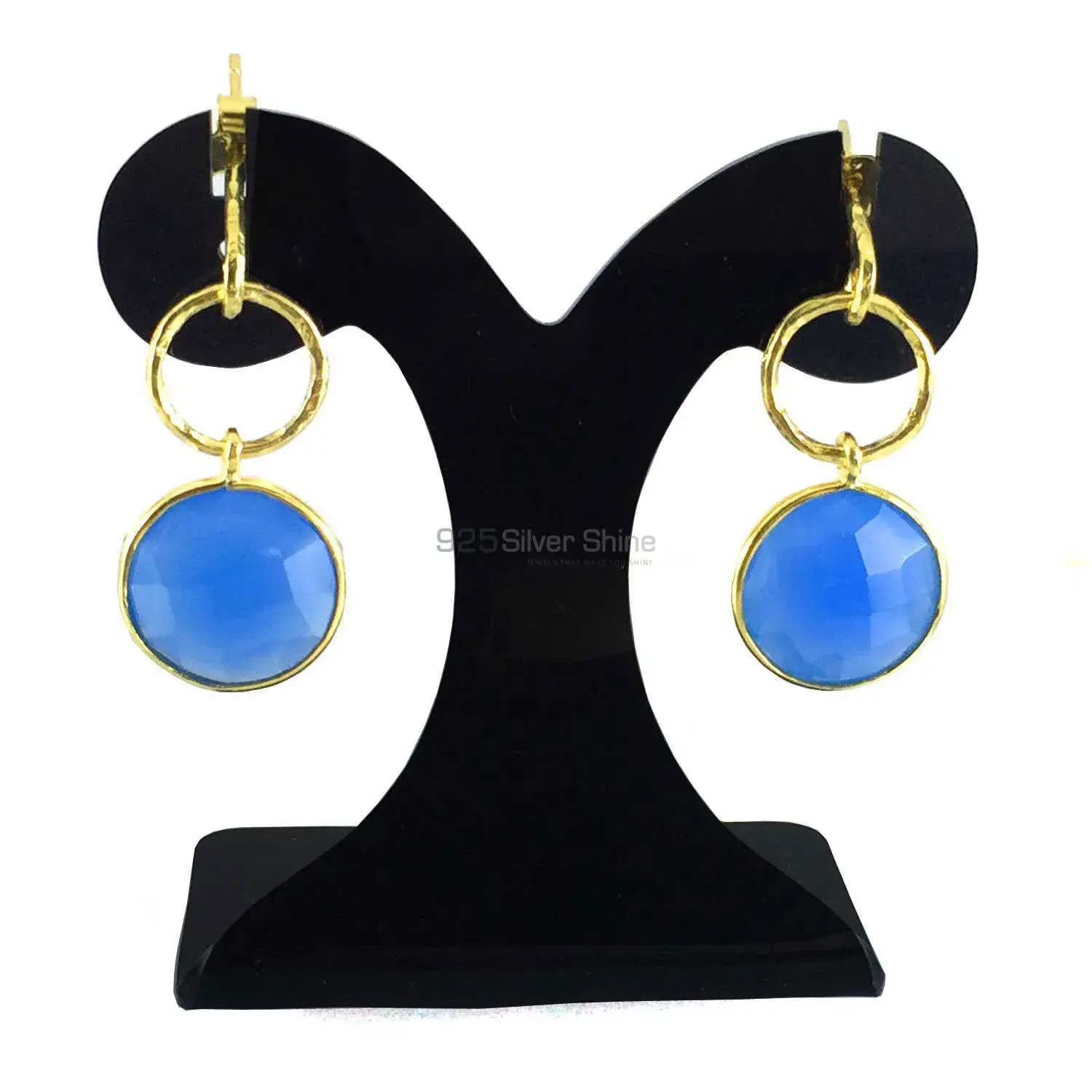 925 Sterling Silver Handmade Earrings In Chalcedony Gemstone Jewelry 925SE1297_0