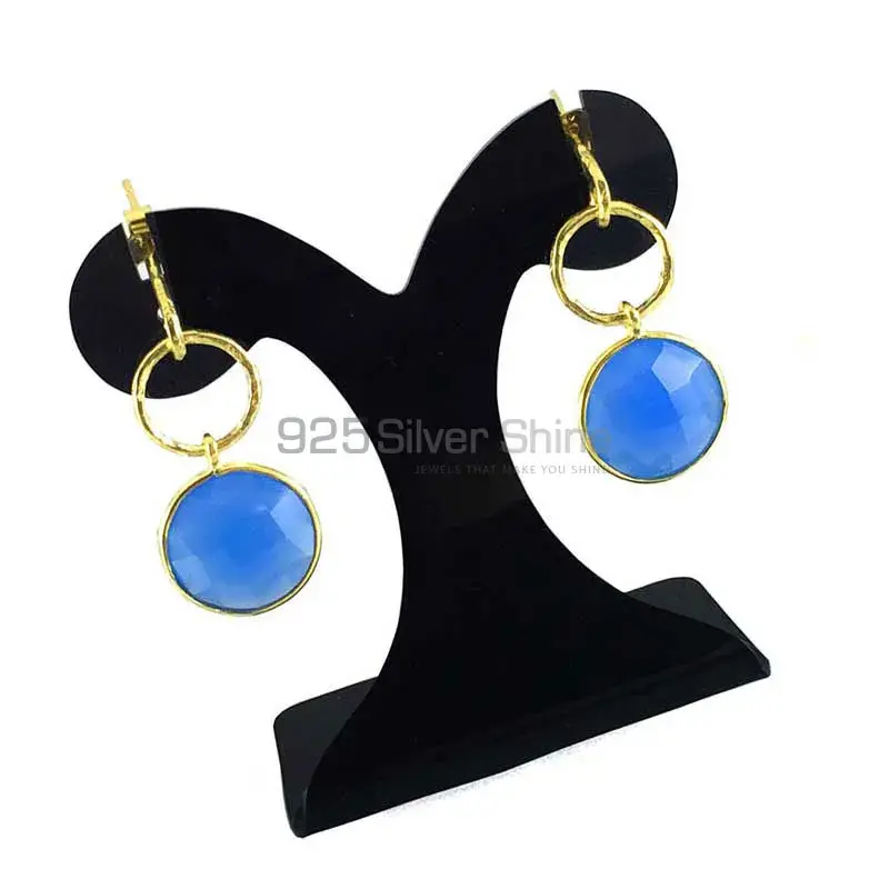 Best Design 925 Sterling Silver Handmade Earrings Manufacturer In Chalcedony Gemstone Jewelry 925SE1297_0