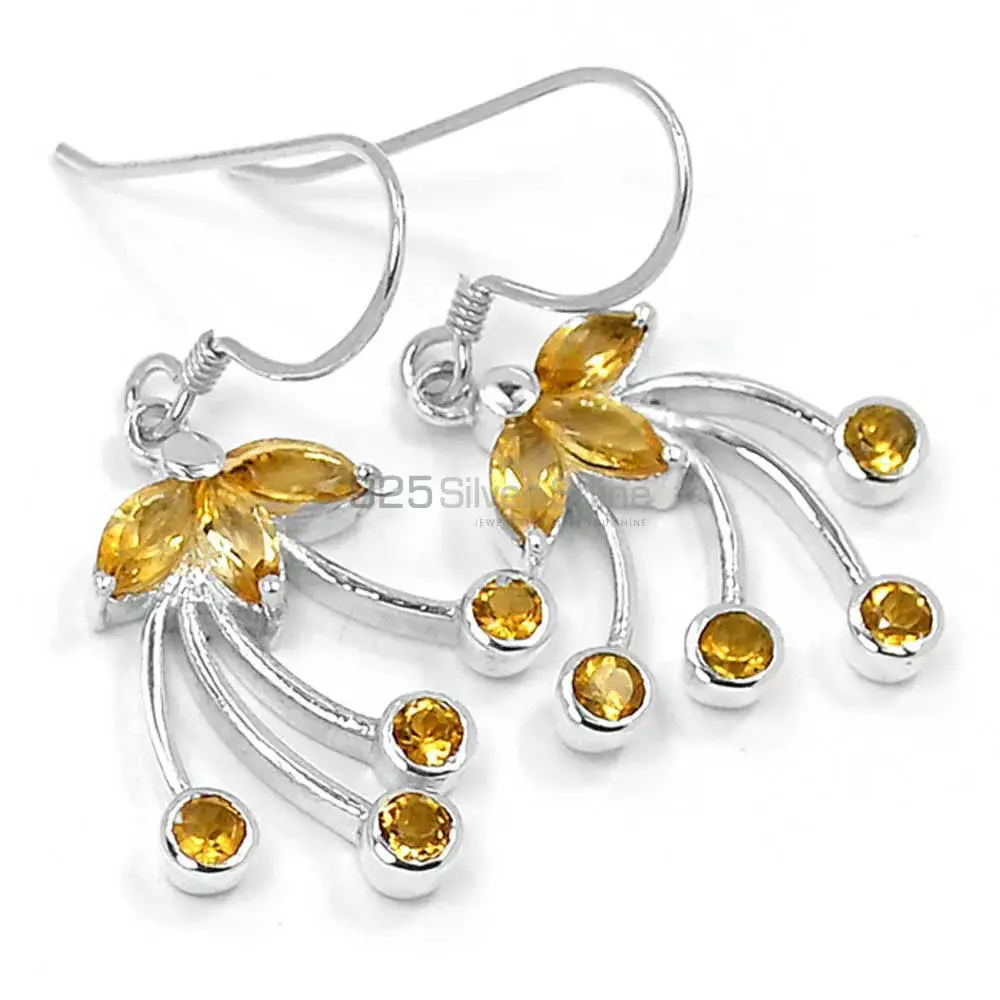 925 Sterling Silver Handmade Earrings In Citrine Gemstone Jewelry 925SE516_0