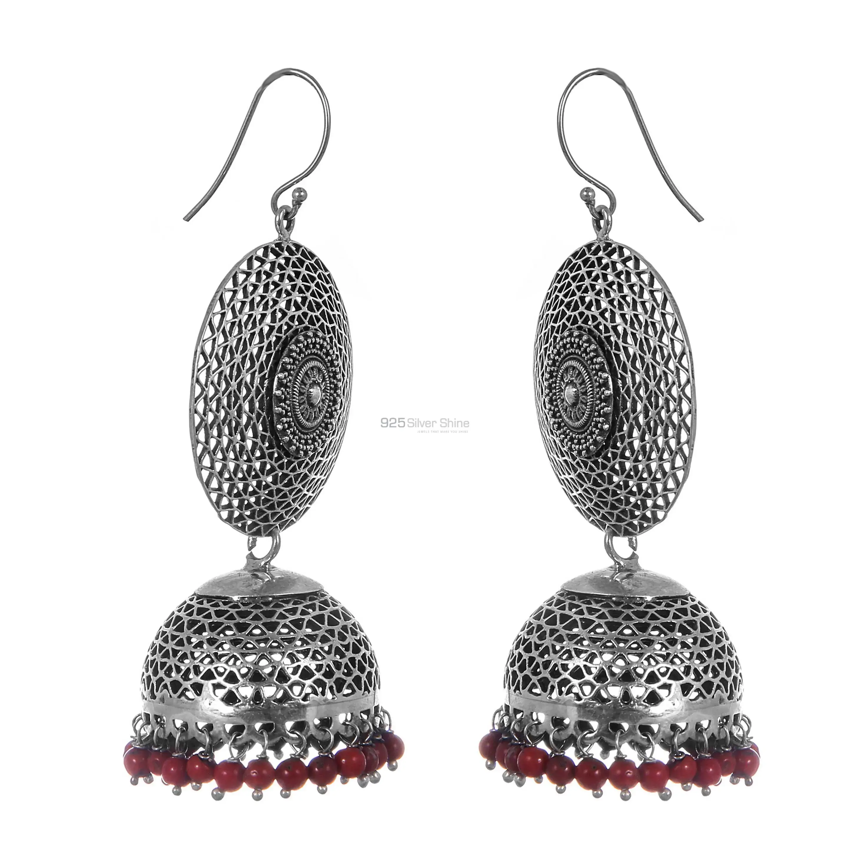 925 Sterling Silver Handmade Earrings In Coral Gemstone Jewelry 925SE279_1