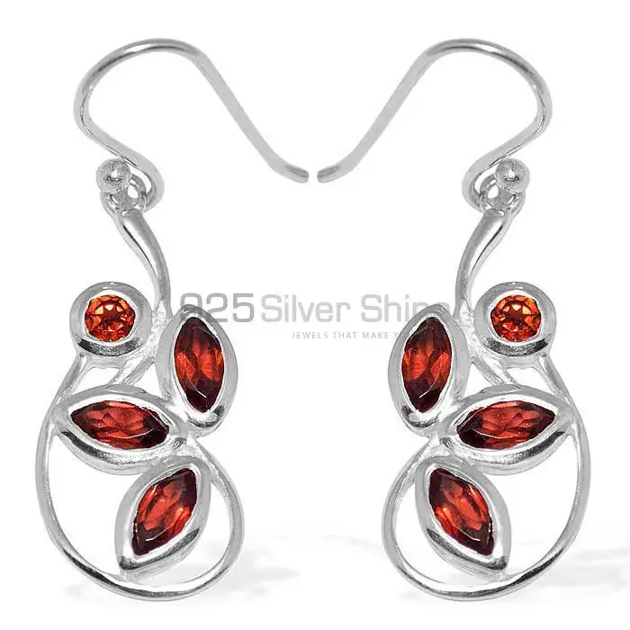 Best Design 925 Sterling Silver Handmade Earrings Manufacturer In Garnet Gemstone Jewelry 925SE1148
