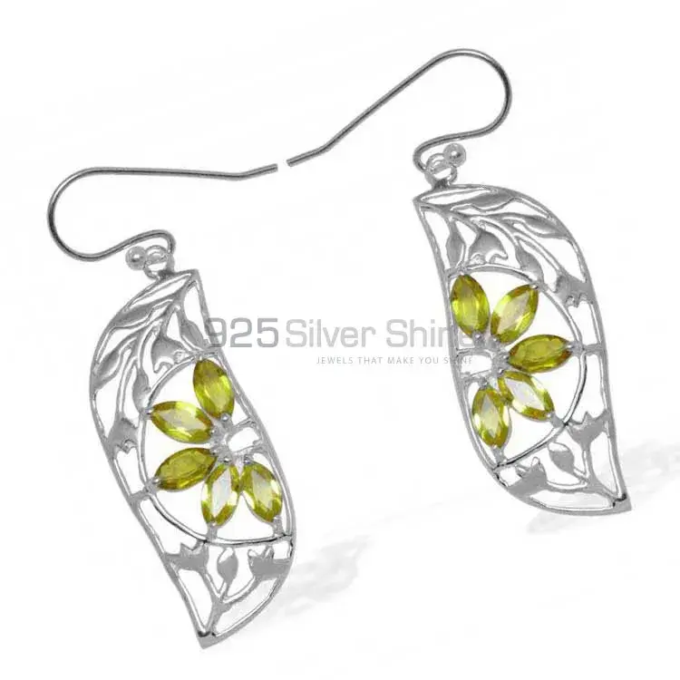 925 Sterling Silver Handmade Earrings In Lemon Quartz Gemstone Jewelry 925SE911_0