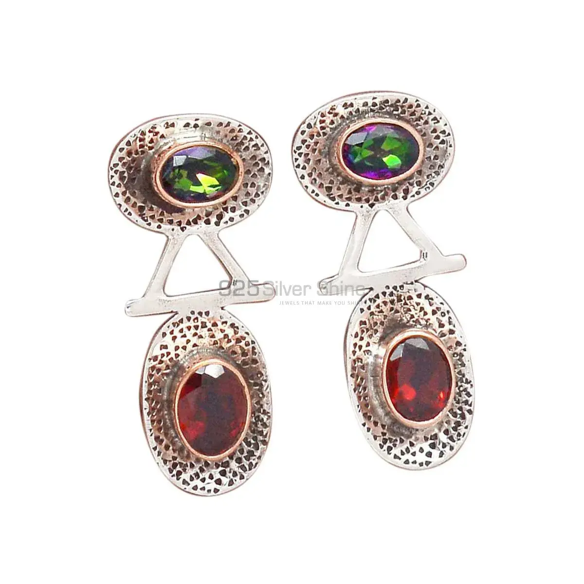 925 Sterling Silver Handmade Earrings In Multi Gemstone Jewelry 925SE2152_0