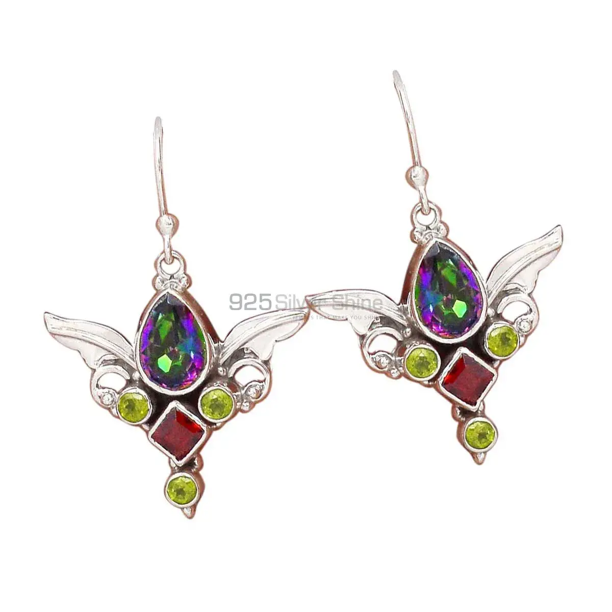 925 Sterling Silver Handmade Earrings In Multi Gemstone Jewelry 925SE2626