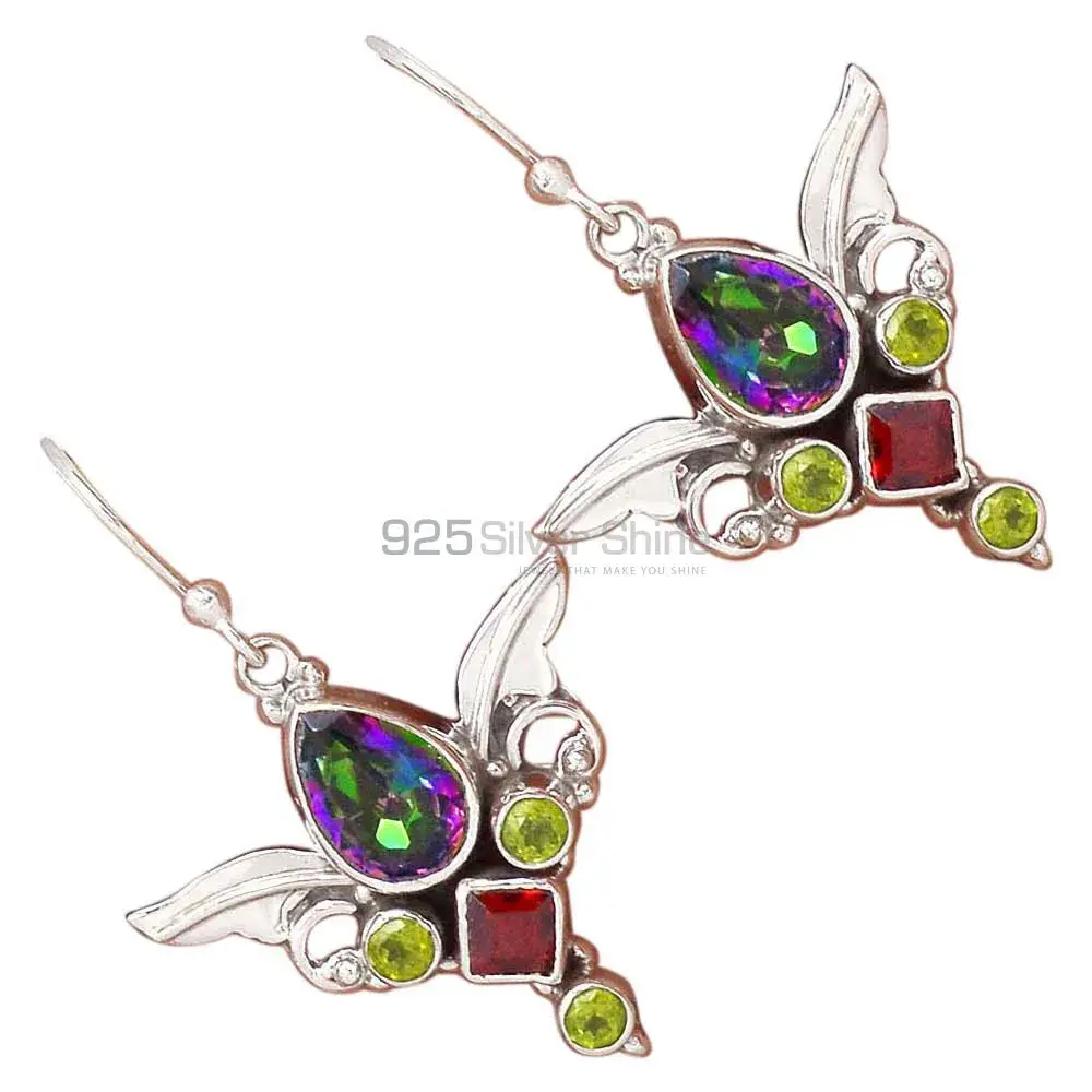925 Sterling Silver Handmade Earrings In Multi Gemstone Jewelry 925SE2626_0