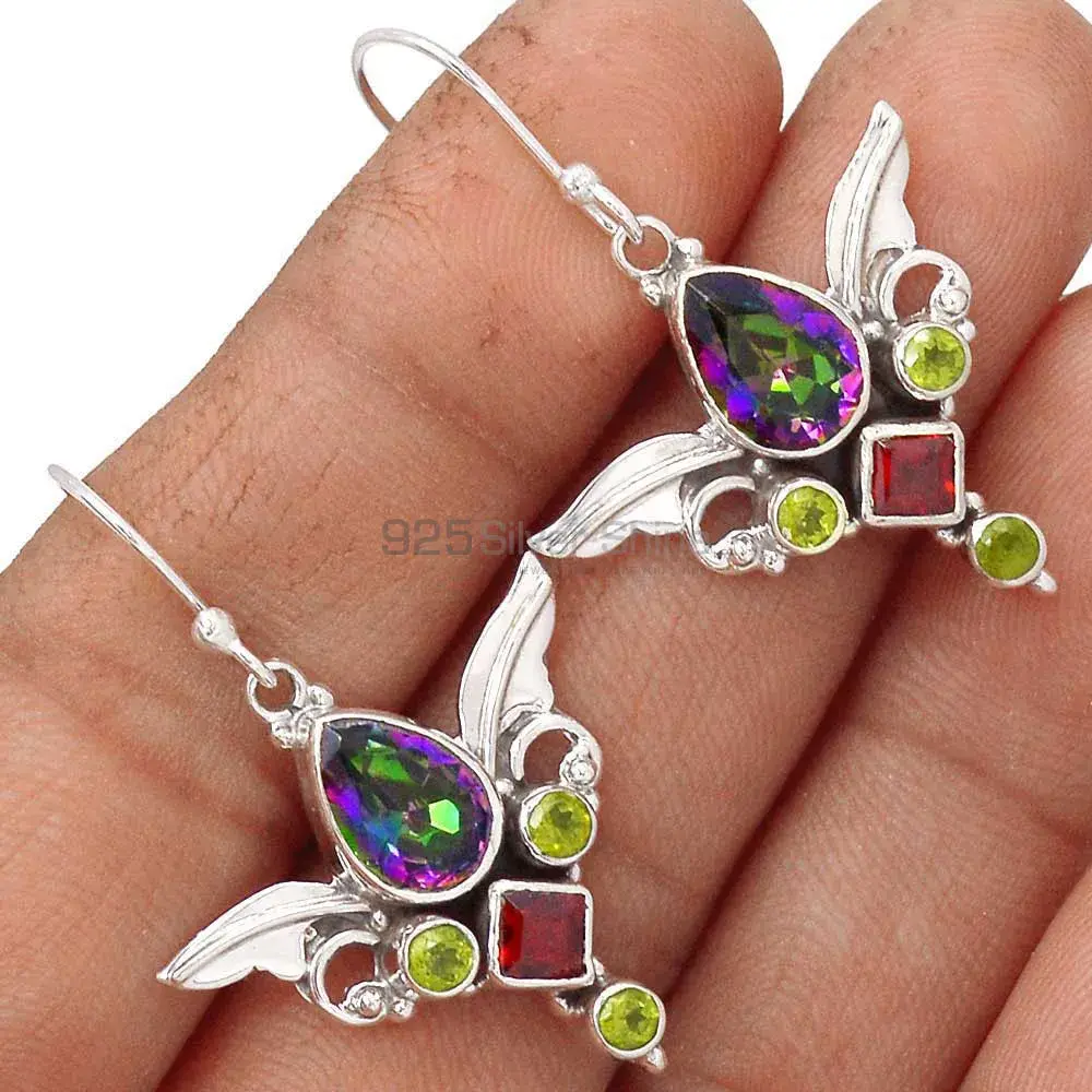 925 Sterling Silver Handmade Earrings In Multi Gemstone Jewelry 925SE2626_1