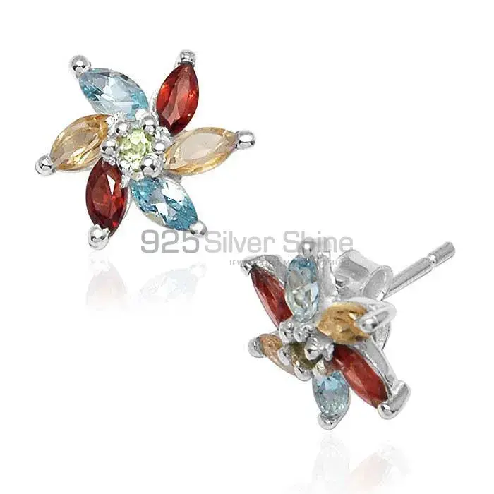 925 Sterling Silver Handmade Earrings In Multi Gemstone Jewelry 925SE753_0