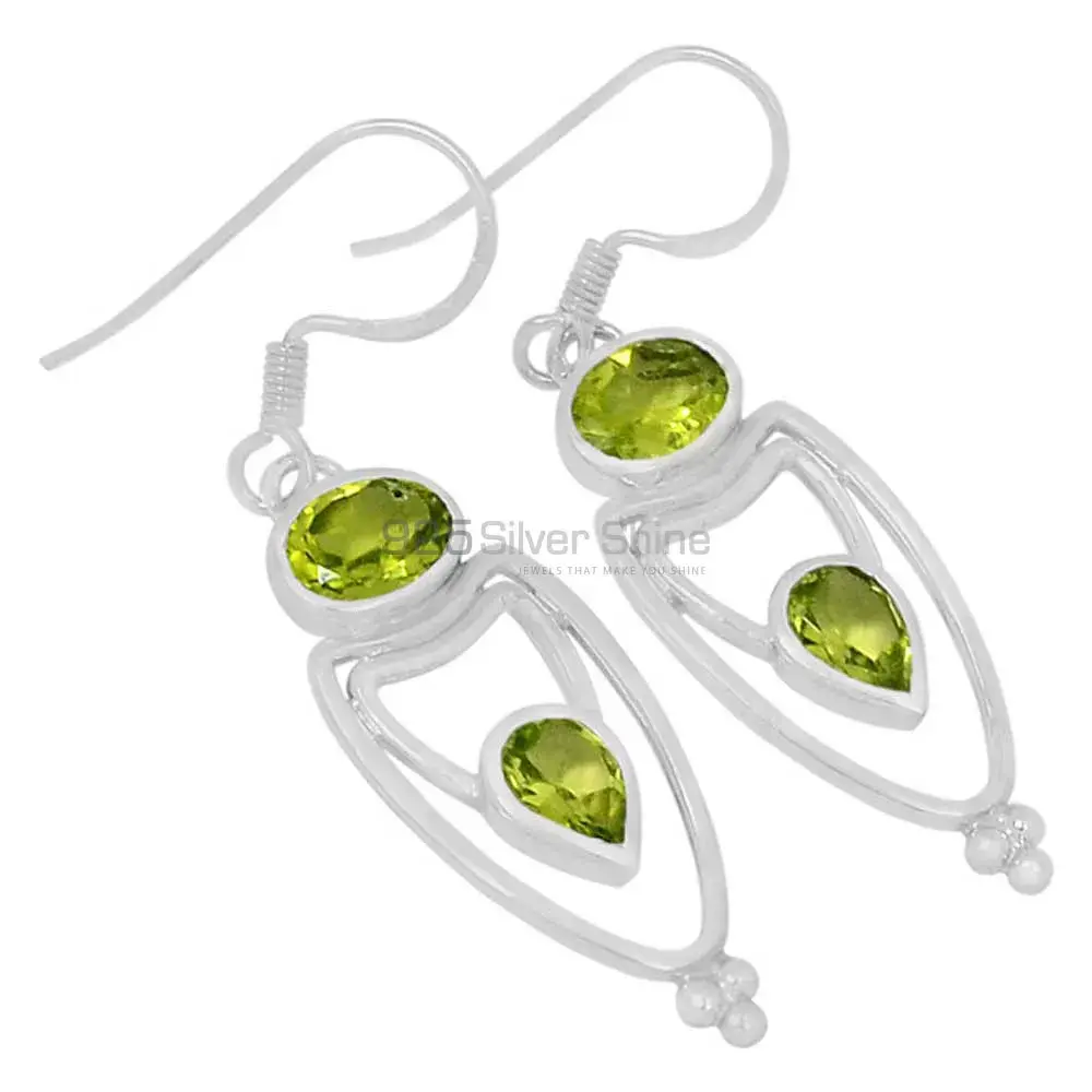 Best Design 925 Sterling Silver Handmade Earrings Manufacturer In Peridot Gemstone Jewelry 925SE595