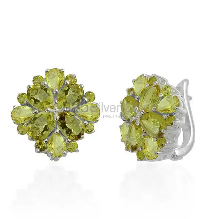 925 Sterling Silver Handmade Earrings In Peridot Gemstone Jewelry 925SE990_0