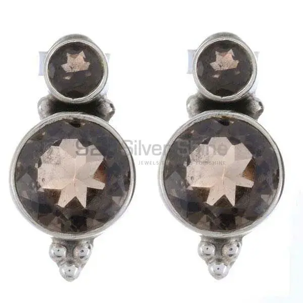 Best Design 925 Sterling Silver Handmade Earrings Manufacturer In Smoky Quartz Gemstone Jewelry 925SE1218