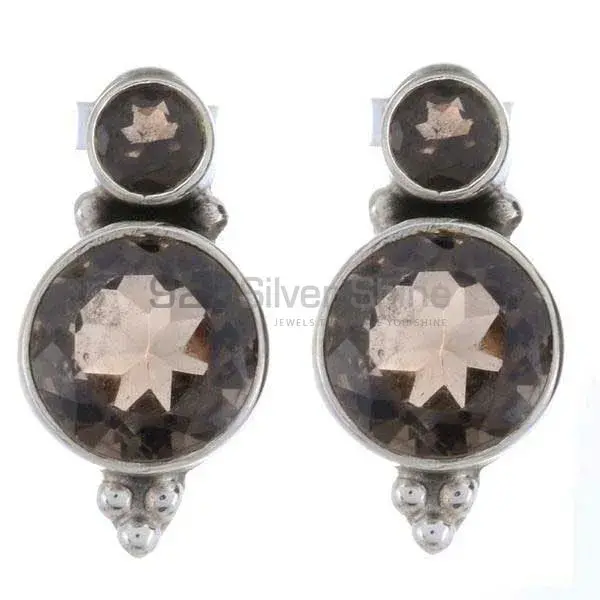 925 Sterling Silver Handmade Earrings In Smoky Quartz Gemstone Jewelry 925SE1218_0