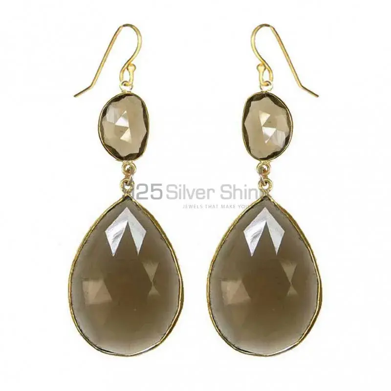 Best Design 925 Sterling Silver Handmade Earrings Manufacturer In Smoky Quartz Gemstone Jewelry 925SE1893