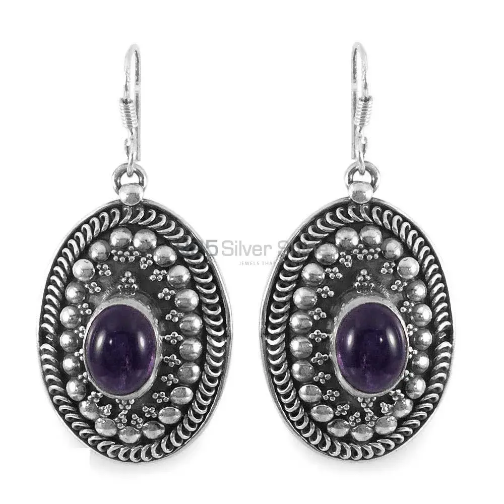 Best Design 925 Sterling Silver Handmade Earrings Suppliers In Amethyst Gemstone Jewelry 925SE1307