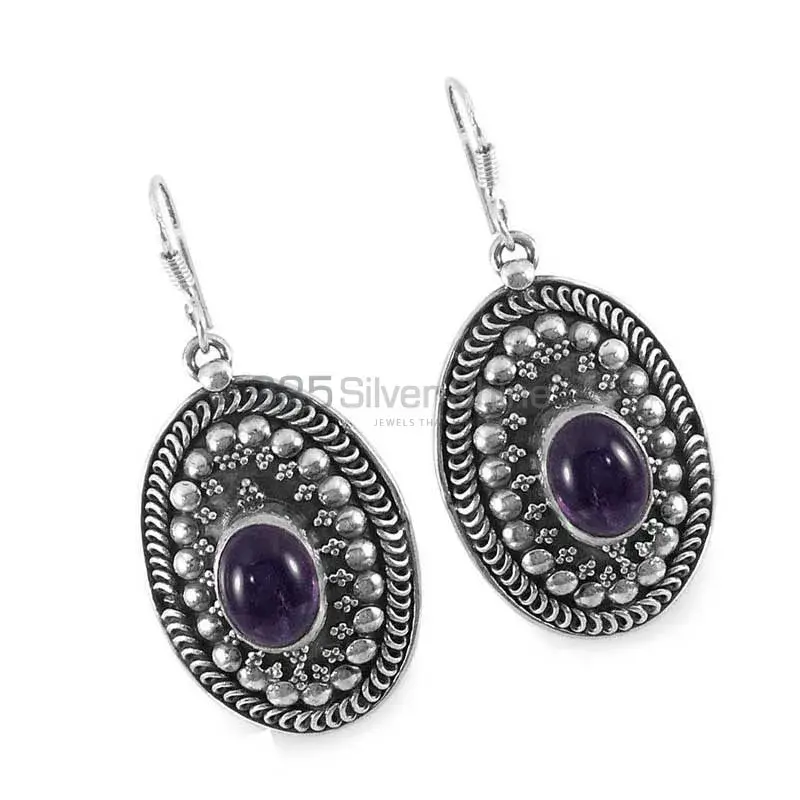 Best Design 925 Sterling Silver Handmade Earrings Suppliers In Amethyst Gemstone Jewelry 925SE1307_0
