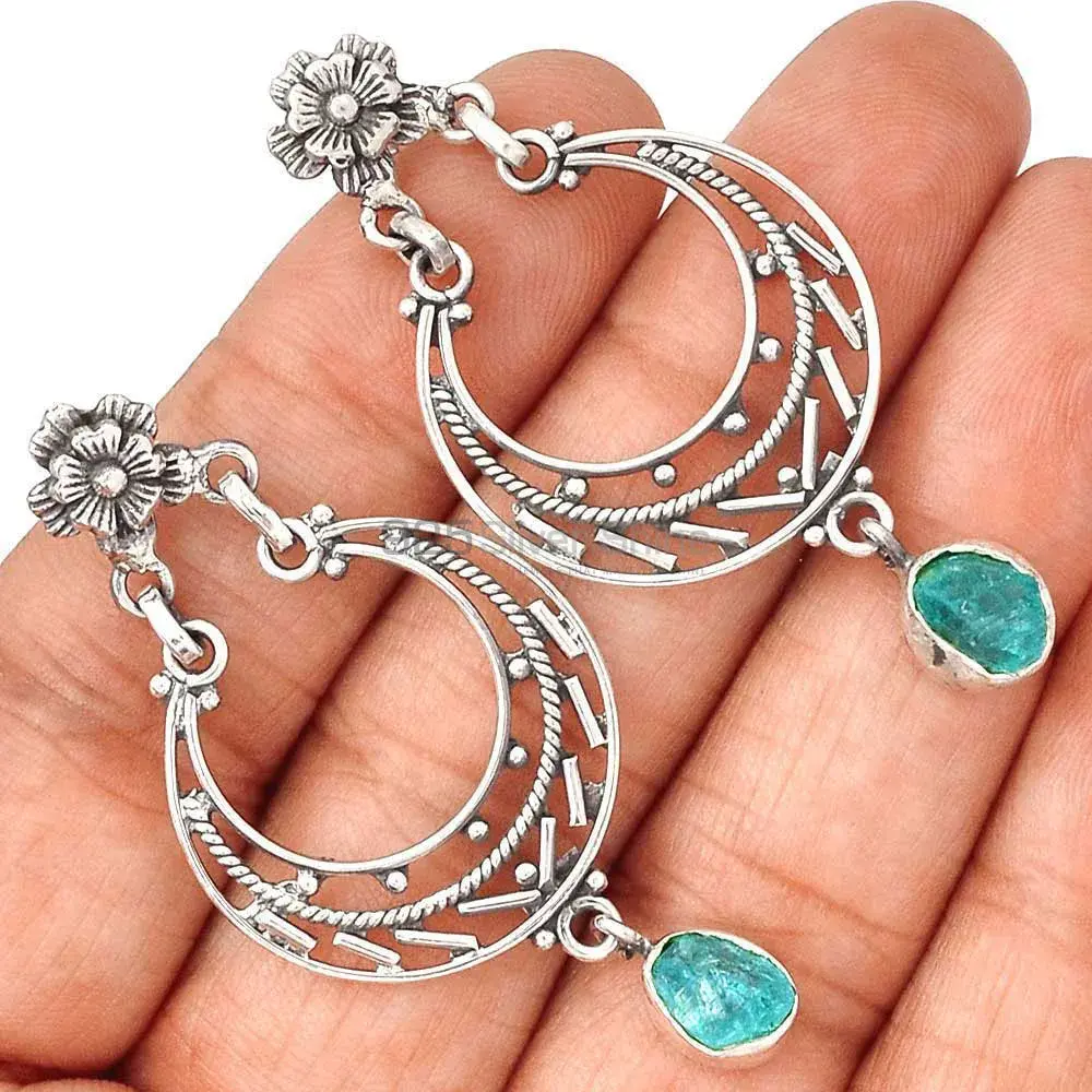 925 Sterling Silver Handmade Earrings In Apatite Gemstone Jewelry 925SE3112_1
