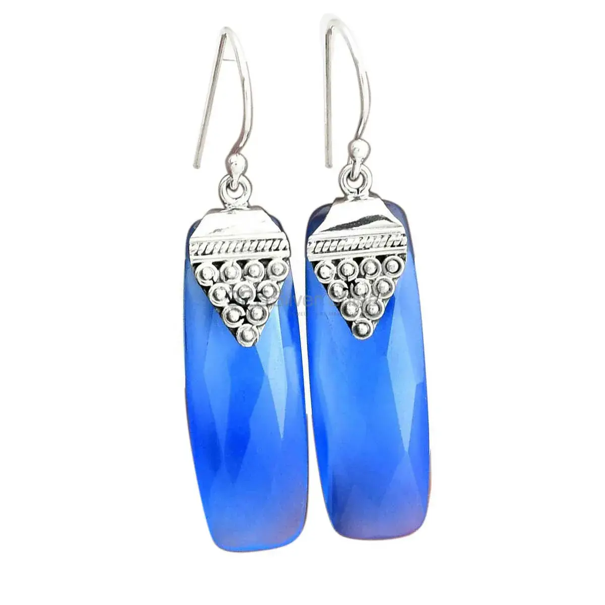 925 Sterling Silver Handmade Earrings In Chalcedony Gemstone Jewelry 925SE2478_0