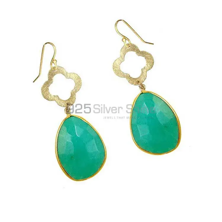 925 Sterling Silver Handmade Earrings In Chrysoprase Gemstone Jewelry 925SE1903_1