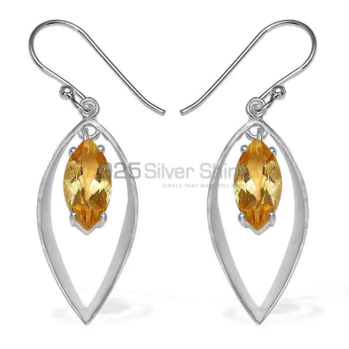 925 Sterling Silver Handmade Earrings In Citrine Gemstone Jewelry 925SE763_0