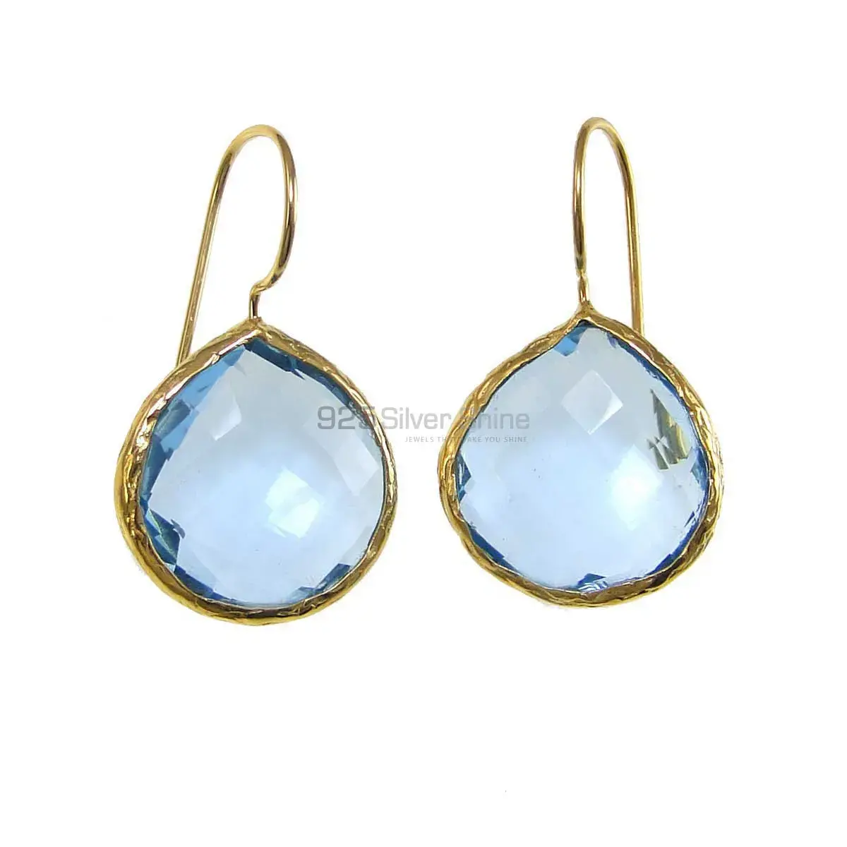 Best Design 925 Sterling Silver Handmade Earrings Suppliers In Hydro Blue Topaz Gemstone Jewelry 925SE1982