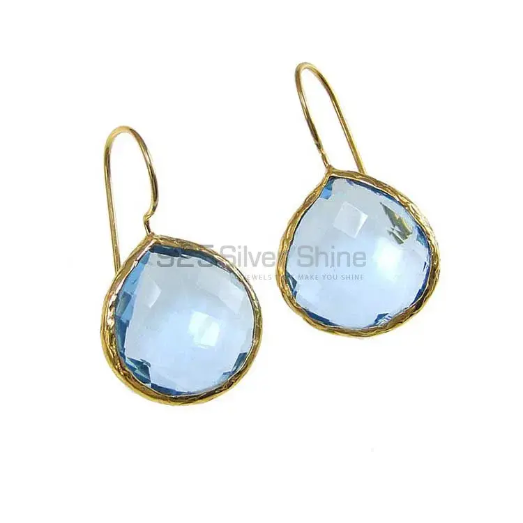 Best Design 925 Sterling Silver Handmade Earrings Suppliers In Hydro Blue Topaz Gemstone Jewelry 925SE1982_0