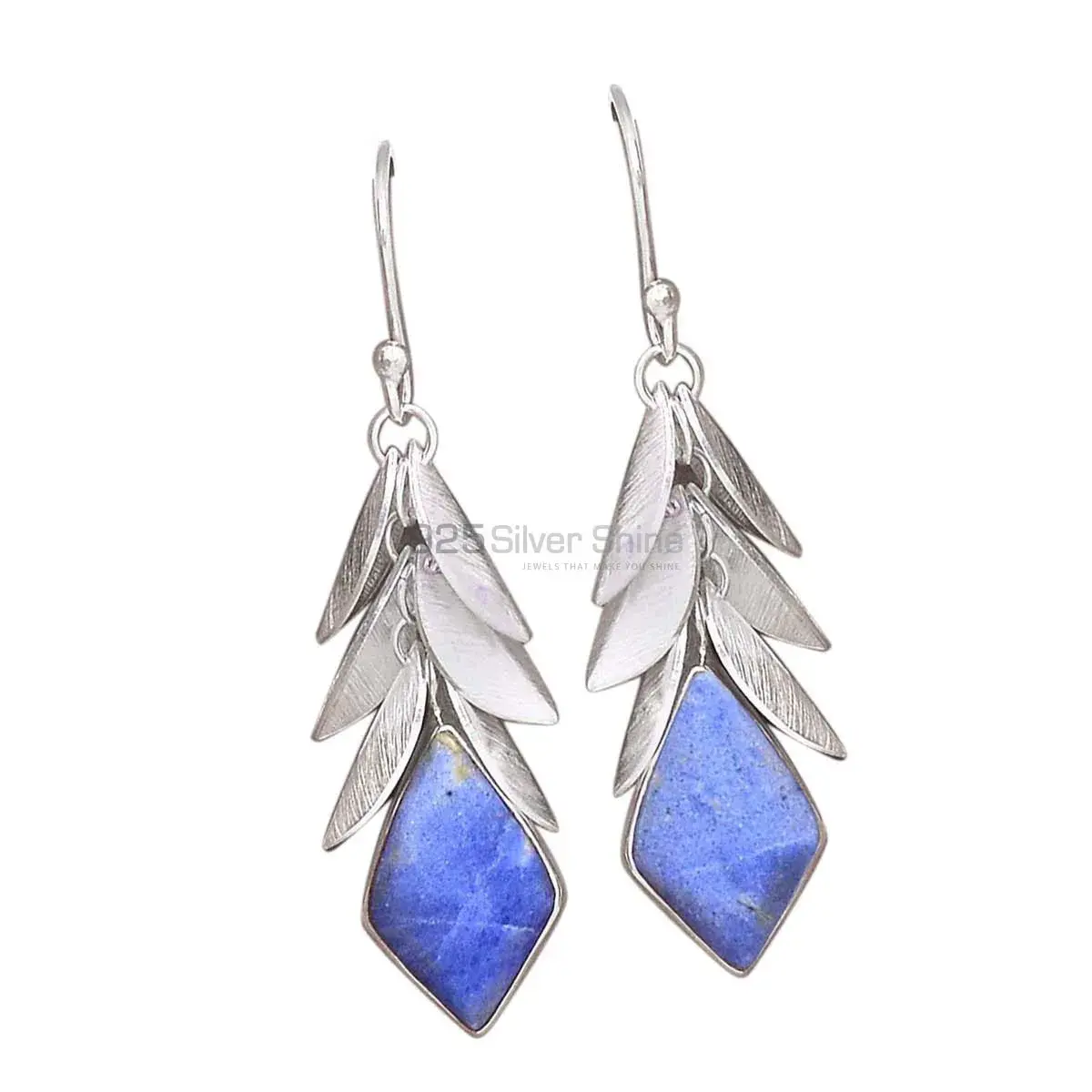 925 Sterling Silver Handmade Earrings In Lapis Gemstone Jewelry 925SE3033_0