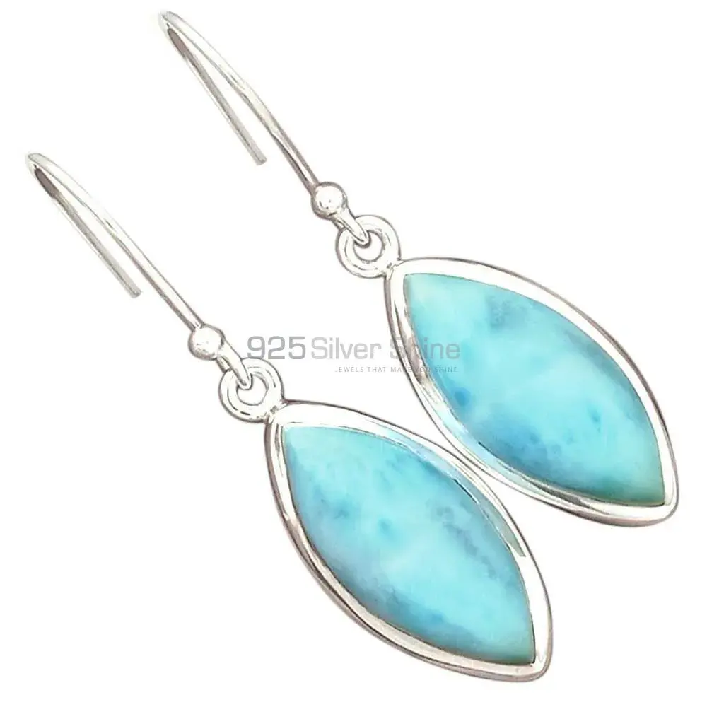 925 Sterling Silver Handmade Earrings In Larimar Gemstone Jewelry 925SE2796_1