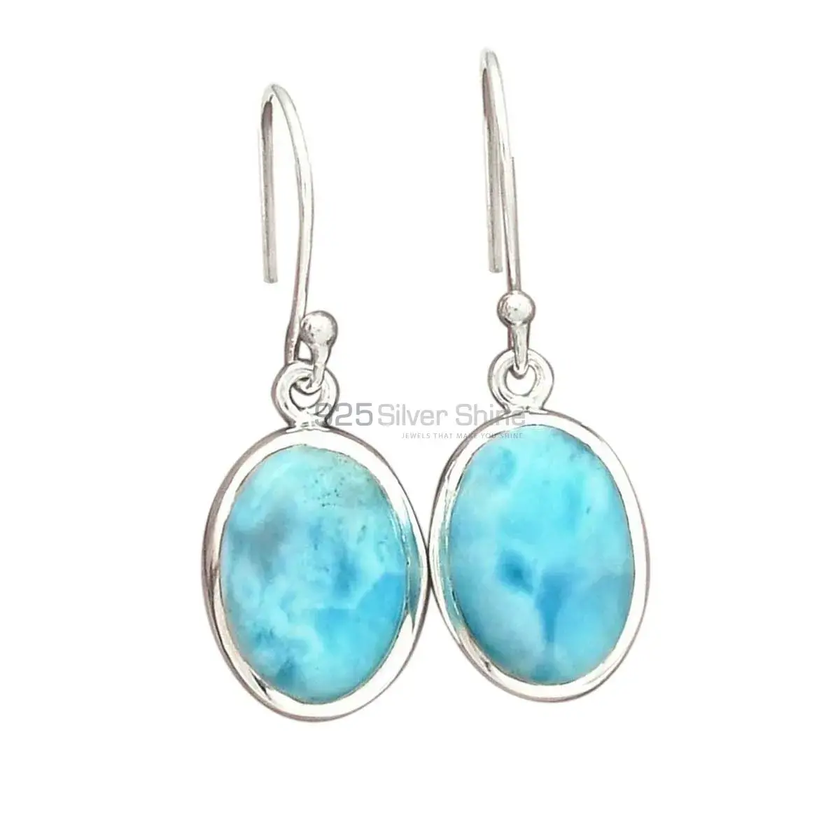 925 Sterling Silver Handmade Earrings In Larimar Gemstone Jewelry 925SE2796_10