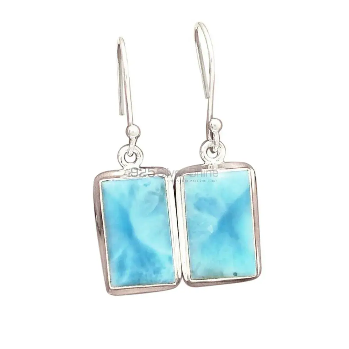 925 Sterling Silver Handmade Earrings In Larimar Gemstone Jewelry 925SE2796_2