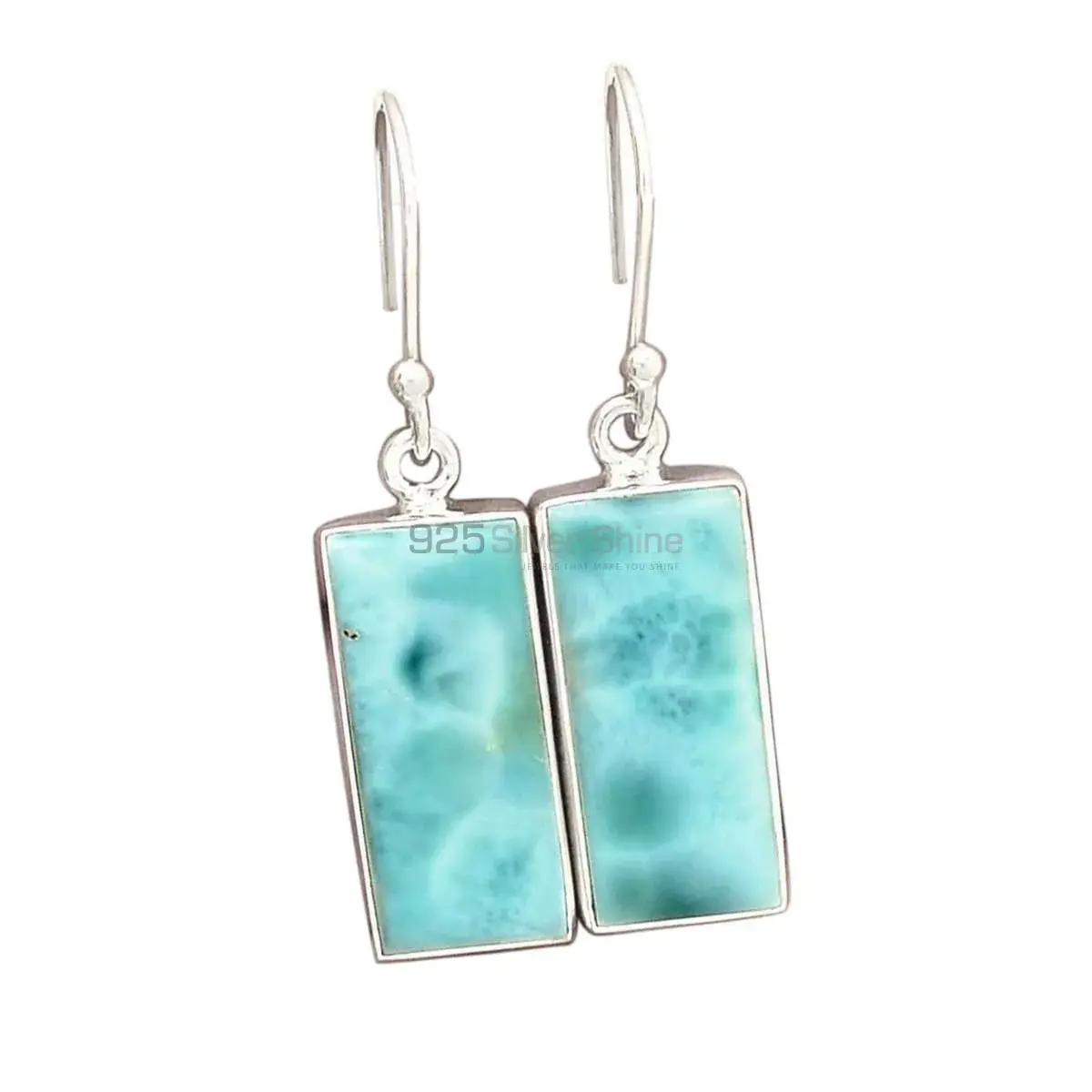 925 Sterling Silver Handmade Earrings In Larimar Gemstone Jewelry 925SE2796_4