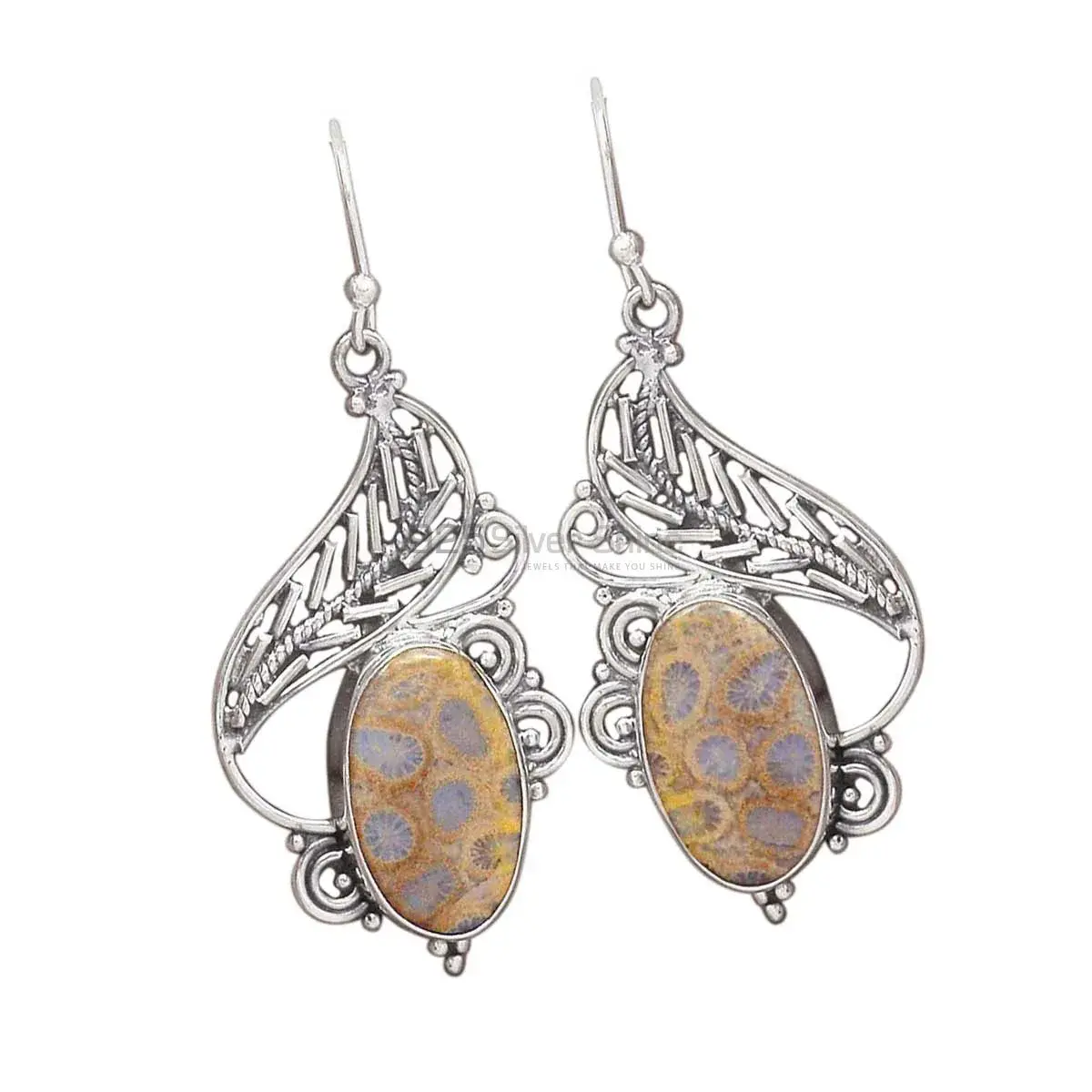Best Design 925 Sterling Silver Handmade Earrings Suppliers In Ocean Jasper Gemstone Jewelry 925SE2954