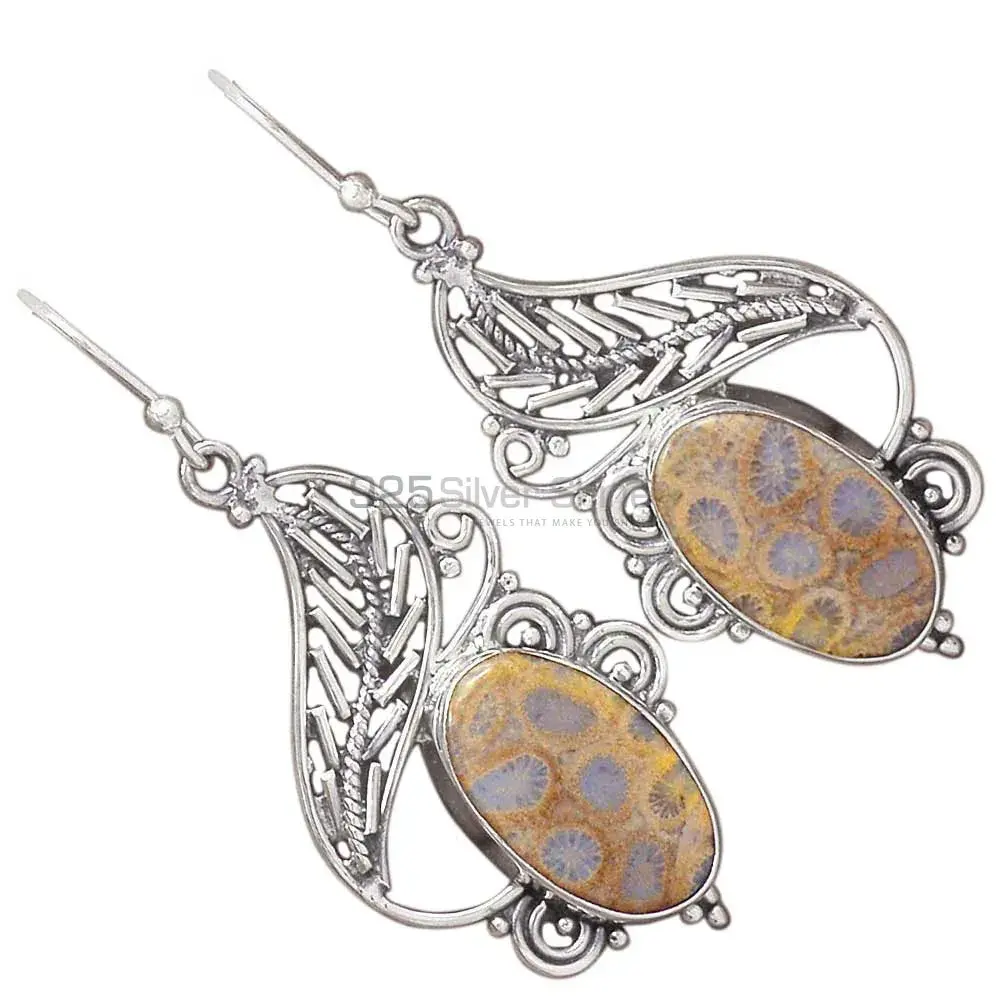 925 Sterling Silver Handmade Earrings In Ocean Jasper Gemstone Jewelry 925SE2954_2